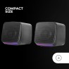 Mars Gaming MS-Pro, Enceintes Compactes 10W, Éclairage RGB Flow Dynamique, Enceinte PC avec Boîtier Contrôle et Entrée Jack 3.5m