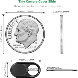 CloudValley Métal Cache Camera Ordinateur, 2-Pièces 0.6 mm Ultra-Mince Webcam Cover for MacBook Pro* Air, iPad, Portatil, Mac, L