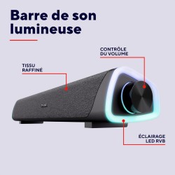 Trust Liro Barre de Son PC 12W, Enceinte PC Stéréo avec Éclairage LED RGB, Connexion Audio 3.5mm, Alimentation USB, Haut Parleur