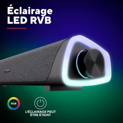 Trust Liro Barre de Son PC 12W, Enceinte PC Stéréo avec Éclairage LED RGB, Connexion Audio 3.5mm, Alimentation USB, Haut Parleur