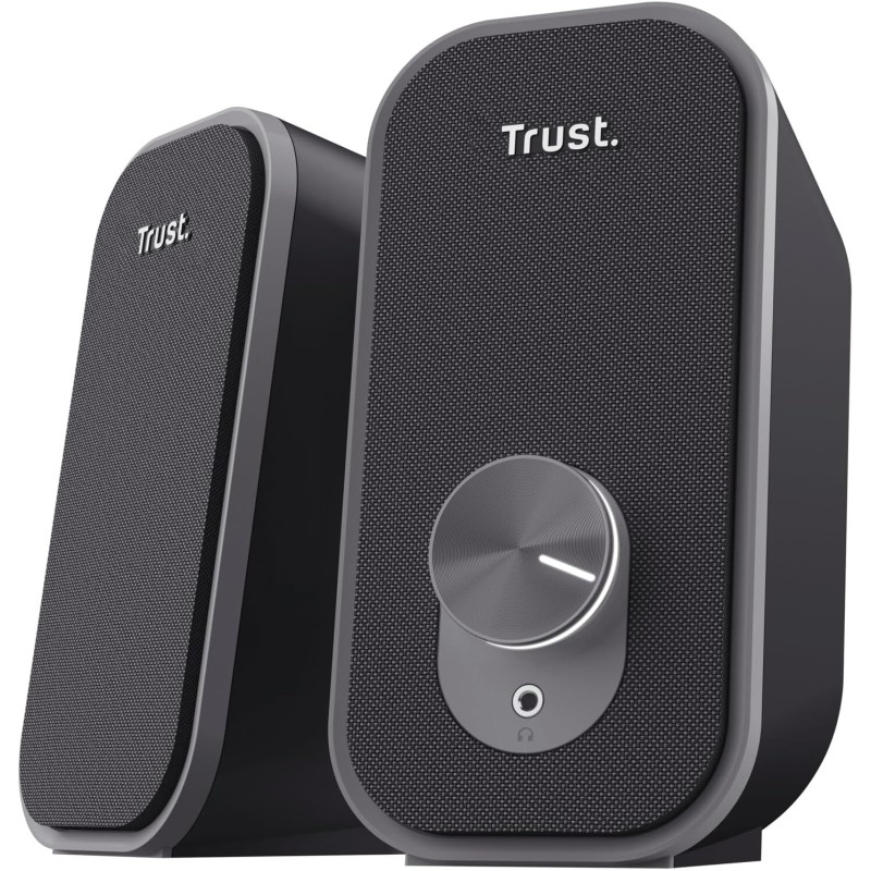 Trust Orada Enceinte PC USB 2.0 12W (6W RMS), Enceintes avec Jack AUX 3.5 mm, Connexion au Casque, Façade en Tissu, Haut Parleur