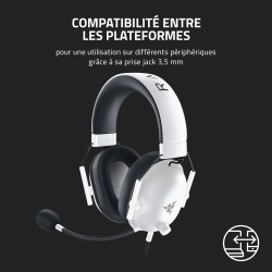 Razer noirshark v2 x - casque gaming esports multiplateforme (haut-parleurs triforce de 50mm, annulation passive du bruit avancé