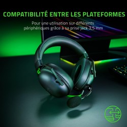 Razer noirshark v2 x - casque gaming esports multiplateforme (haut-parleurs triforce de 50mm, annulation passive du bruit avancé