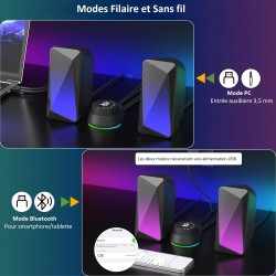 Soulion c30 enceintes pc pour bureau, haut parleur bleutooth pour écran, ordinateur portable, gamer, entrée auxiliaire 3,5 mm, a