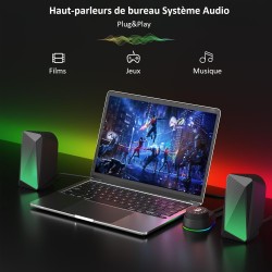 Soulion c30 enceintes pc pour bureau, haut parleur bleutooth pour écran, ordinateur portable, gamer, entrée auxiliaire 3,5 mm, a