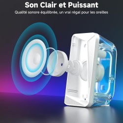 Soulion c30 enceintes pc gamer blanc haut parleur bleutooth pour moniteur, ordinateur portable, jeux, entrée auxiliaire 3,5 mm, 