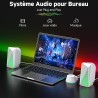 Soulion c30 enceintes pc gamer blanc haut parleur bleutooth pour moniteur, ordinateur portable, jeux, entrée auxiliaire 3,5 mm, 
