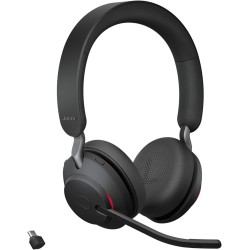 Jabra evolve2 65 casque pc sans fil - casque audio certifié uc avec annulation du bruit et batterie longue durée - adaptateur bl