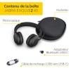 Jabra evolve2 65 casque pc sans fil - casque audio certifié uc avec annulation du bruit et batterie longue durée - adaptateur bl