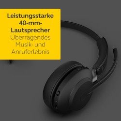 Jabra evolve2 65 casque pc sans fil - casque mono écouteurs certifié uc avec annulation du bruit et batterie longue durée - adap