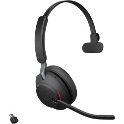 Jabra evolve2 65 casque pc sans fil - casque mono écouteurs certifié uc avec annulation du bruit et batterie longue durée - adap