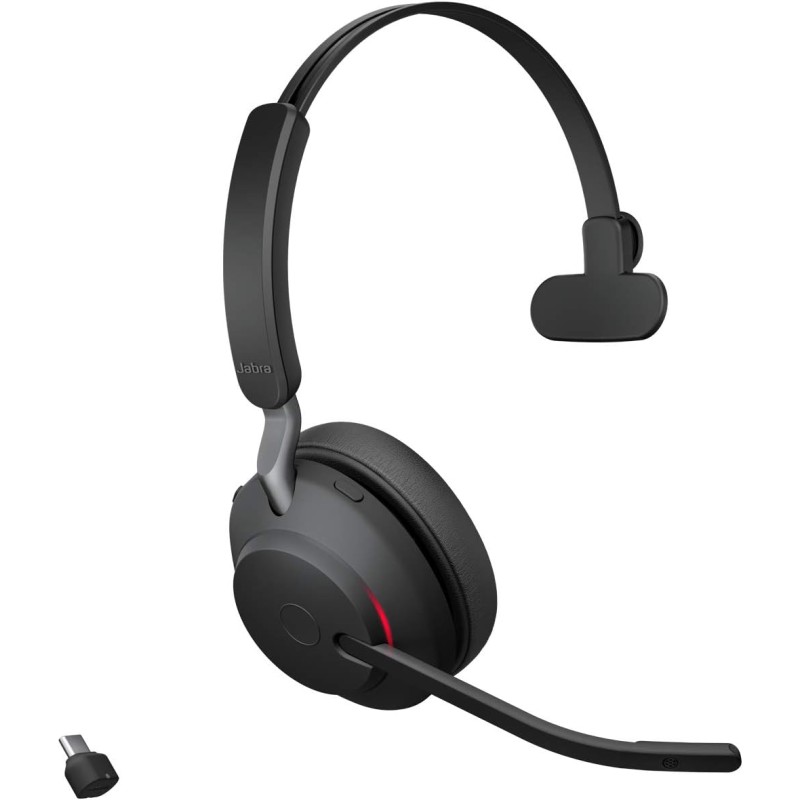 Jabra evolve2 65 casque pc sans fil - casque mono écouteurs certifié uc avec annulation du bruit et batterie longue durée - adap