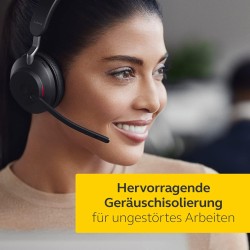 Jabra evolve2 65 casque pc sans fil - casque mono écouteurs certifié uc avec annulation du bruit et batterie longue durée - adap