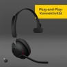 Jabra evolve2 65 casque pc sans fil - casque mono écouteurs certifié uc avec annulation du bruit et batterie longue durée - adap