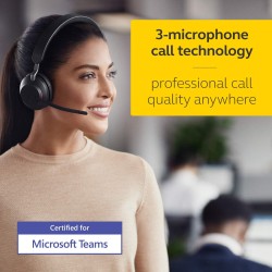 Jabra evolve2 65 casque pc sans fil - casque certifié microsoft teams mono écouteur avec batterie longue durée - adaptateur bleu