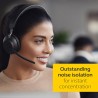 Jabra evolve2 65 casque pc sans fil - casque certifié microsoft teams mono écouteur avec batterie longue durée - adaptateur bleu