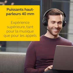 Jabra evolve2 65 casque pc sans fil - casque audio anti-bruit certifié microsoft teams avec batterie longue durée - adaptateur b