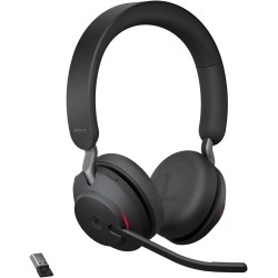 Jabra evolve2 65 casque pc sans fil - casque audio anti-bruit certifié microsoft teams avec batterie longue durée - adaptateur b