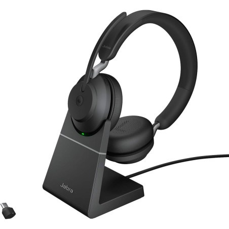 Jabra evolve2 65 casque pc sans fil avec station de charge - casque audio certifié microsoft teams avec batterie longue durée - 