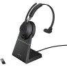 Jabra evolve2 65 casque pc sans fil avec station de charge - casque mono certifié uc anti-bruit avec batterie longue durée - ada