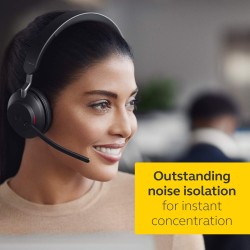 Jabra evolve2 65 casque pc sans fil avec station de charge - casque mono certifié uc anti-bruit avec batterie longue durée - ada