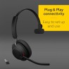 Jabra evolve2 65 casque pc sans fil avec station de charge - casque mono certifié uc anti-bruit avec batterie longue durée - ada