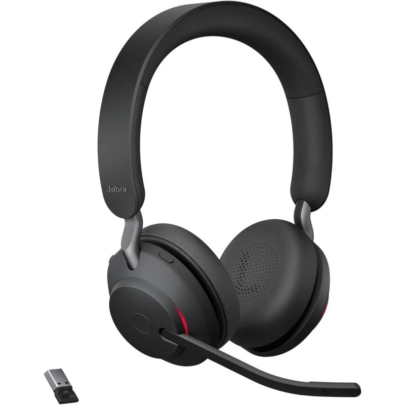 Jabra evolve2 65 casque pc sans fil - casque audio certifié uc avec annulation du bruit et batterie longue durée - adaptateur bl