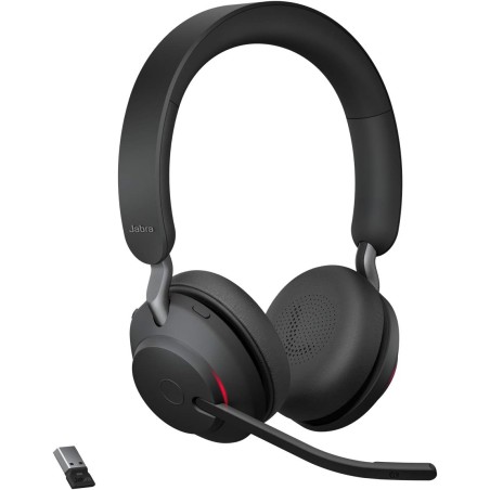 Jabra evolve2 65 casque pc sans fil - casque audio certifié uc avec annulation du bruit et batterie longue durée - adaptateur bl