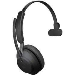 Jabra evolve2 65 casque pc sans fil - casque certifié microsoft teams mono écouteur avec batterie longue durée - adaptateur bleu