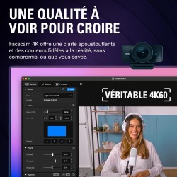 Elgato Facecam 4K – Webcam Studio 4K60, Contrôle de Type DSLR, Effets cinématographiques, Filtres d’Objectif 49 mm, HDR, Vidéo N