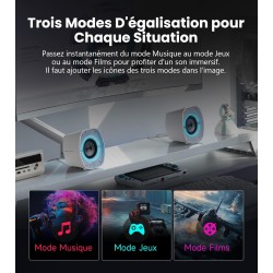 Edifier g1000 ii enceinte pc gamer de bureau: haut-parleur large bande 2.5" et basses améliorées, rgb dynamique, modes jeu/musiq