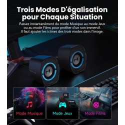 Edifier g1000 ii enceinte pc gamer de bureau: haut-parleur large bande 2.5" et basses améliorées, rgb dynamique, modes jeu/musiq