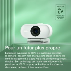 Elgato Facecam Neo – Webcam Full HD avec bouchon de confidentialité et correction de lumière pour visioconférence, streaming, Te