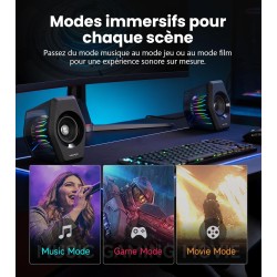 Edifier g2000 pro-enceintes pc gaming 2.0(peak 64w) avec éclairage rgb tempoflow™ 270°, son surround virtuel 7.1-bleutooth 5.4/u