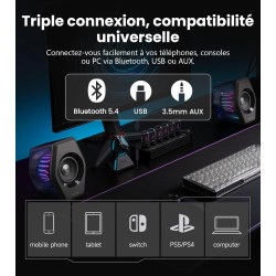 Edifier g2000 pro-enceintes pc gaming 2.0(peak 64w) avec éclairage rgb tempoflow™ 270°, son surround virtuel 7.1-bleutooth 5.4/u