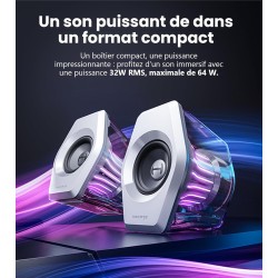 Edifier g2000 pro-enceintes pc gaming 2.0(peak 64w) avec éclairage rgb tempoflow™ 270°, son surround virtuel 7.1-bleutooth 5.4/u