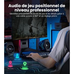 Edifier g2000 pro-enceintes pc gaming 2.0(peak 64w) avec éclairage rgb tempoflow™ 270°, son surround virtuel 7.1-bleutooth 5.4/u