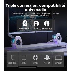 Edifier g2000 pro-enceintes pc gaming 2.0(peak 64w) avec éclairage rgb tempoflow™ 270°, son surround virtuel 7.1-bleutooth 5.4/u