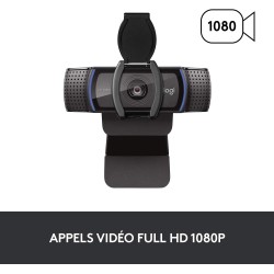 Logitech C920s HD Pro Webcam Streaming, Full HD 1080p/30ips, Appels Vidéos, Audio Clair, Correction Automatique de la Lumière, V