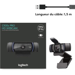 Logitech C920s HD Pro Webcam Streaming, Full HD 1080p/30ips, Appels Vidéos, Audio Clair, Correction Automatique de la Lumière, V