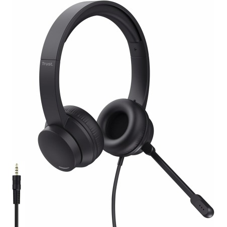 Trust Roha II Casque Filaire Léger on Ear 3.5mm avec Micro, Câble 1,8 m, Arceau Réglable, Microphone Flexible, Casque Audio PC p