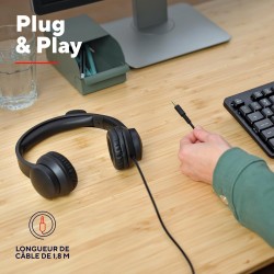 Trust Roha II Casque Filaire Léger on Ear 3.5mm avec Micro, Câble 1,8 m, Arceau Réglable, Microphone Flexible, Casque Audio PC p