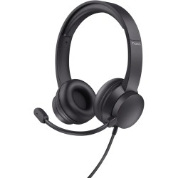 Trust Roha II Casque Filaire Léger on Ear 3.5mm avec Micro, Câble 1,8 m, Arceau Réglable, Microphone Flexible, Casque Audio PC p