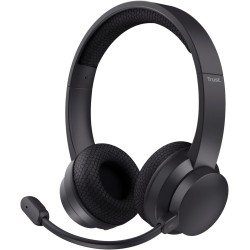 Trust roha ii casque bleutooth sans fil avec micro enc antibruit, 85% plastique recycle, casque sans fil léger on ear rechargeab