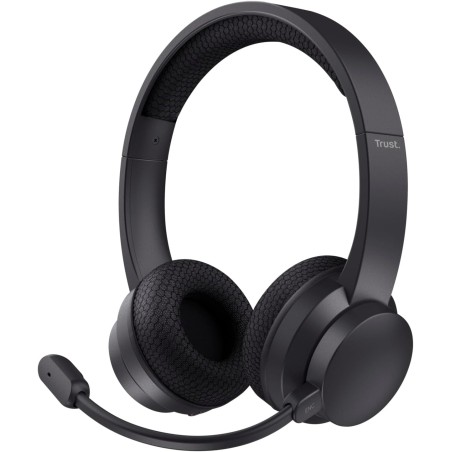 Trust roha ii casque bleutooth sans fil avec micro enc antibruit, 85% plastique recycle, casque sans fil léger on ear rechargeab