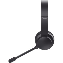 Trust roha ii casque bleutooth sans fil avec micro enc antibruit, 85% plastique recycle, casque sans fil léger on ear rechargeab