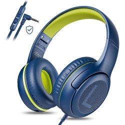 Casque Audio Enfant avec Microphone 85/94 DB Volume Limité Casque Filaire Pliable avec Shareport pour Enfants,Filles,Garçons,Ado