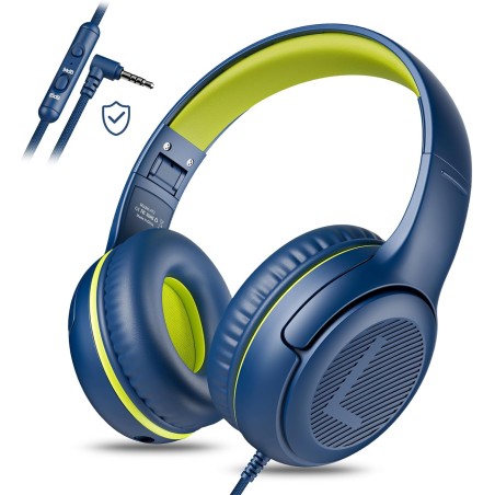 Casque Audio Enfant avec Microphone 85/94 DB Volume Limité Casque Filaire Pliable avec Shareport pour Enfants,Filles,Garçons,Ado