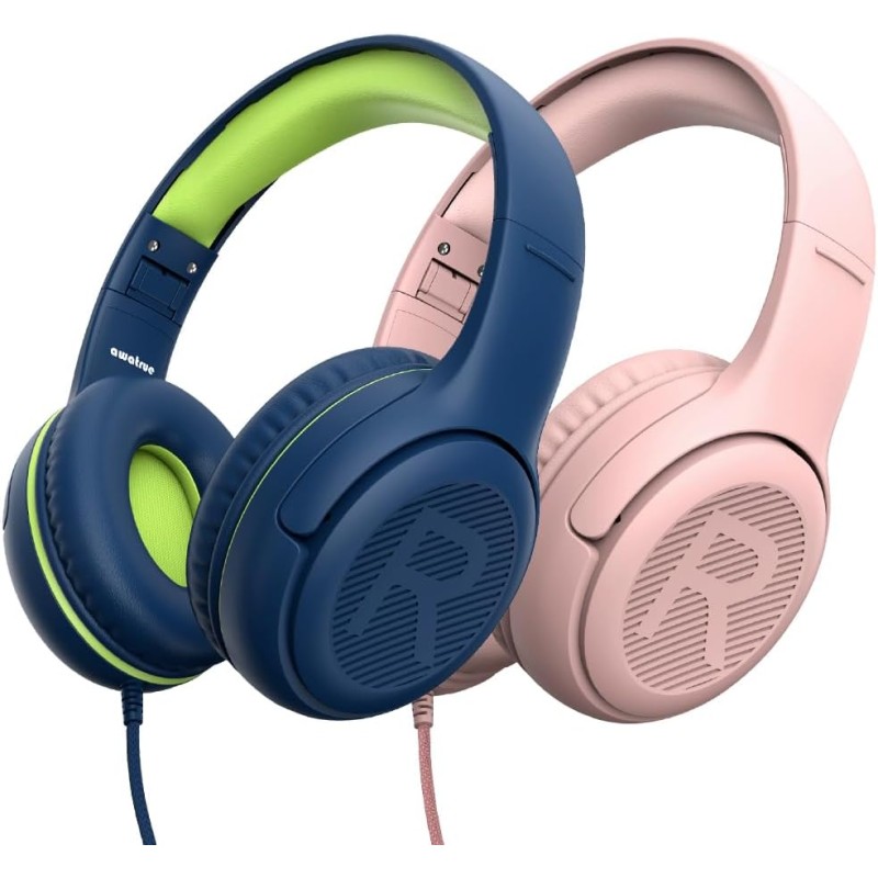 Casque d'écoute pour enfants pour l'école avec microphone 85/94 db limiteur de volume jack 3,5 mm casque filaire pliable avec sh