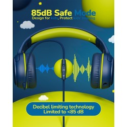 Casque d'écoute pour enfants pour l'école avec microphone 85/94 db limiteur de volume jack 3,5 mm casque filaire pliable avec sh